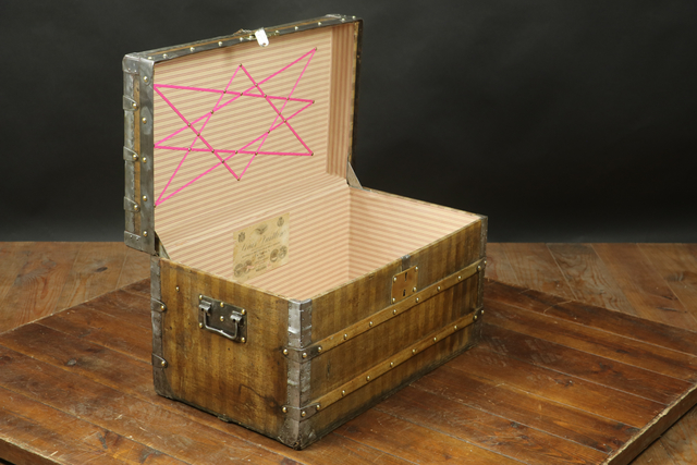 Lot - Louis Vuitton Miniature Malle Courrier Trunk w- Box & Papers