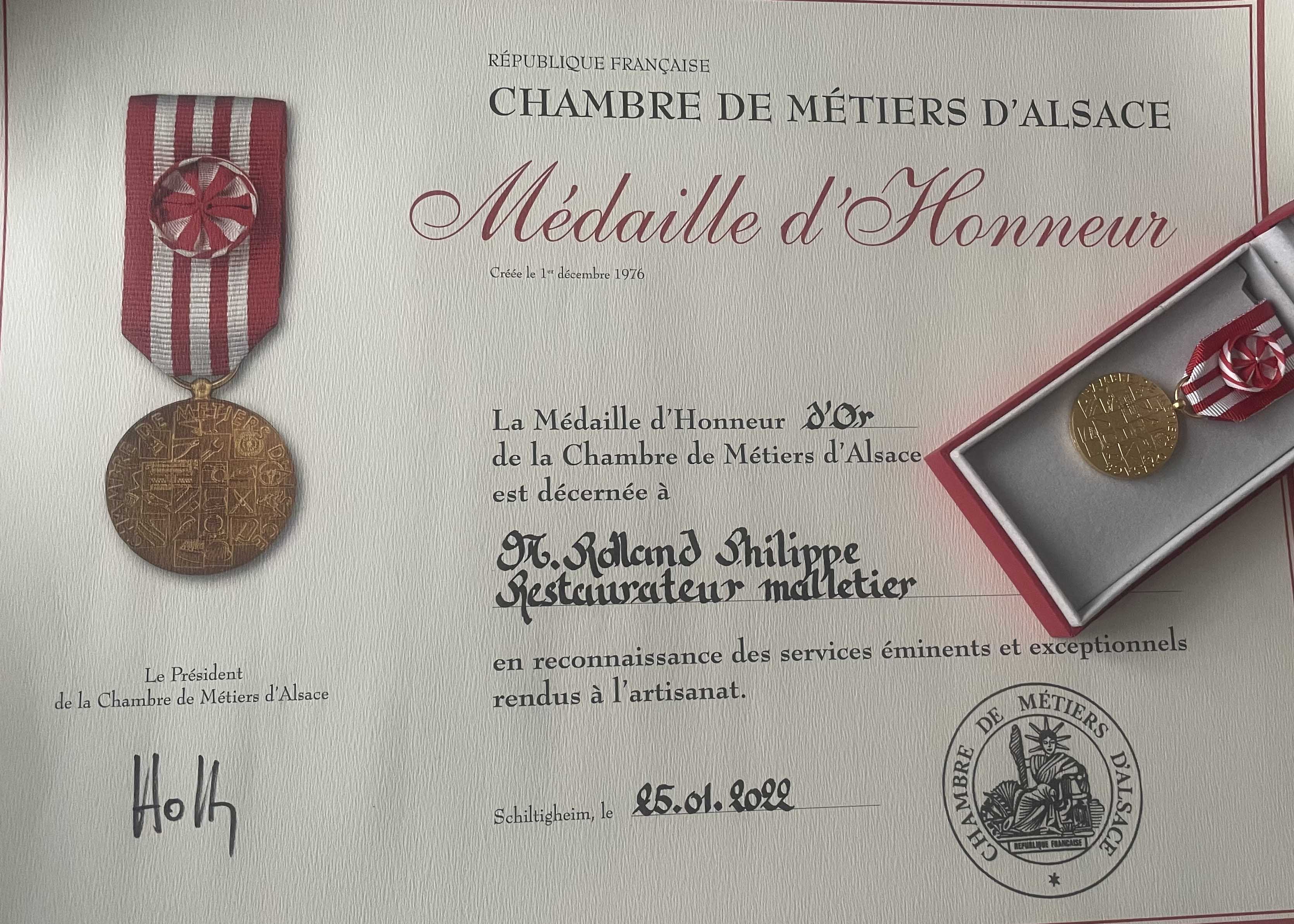 cma médaille dhonneur dor BD