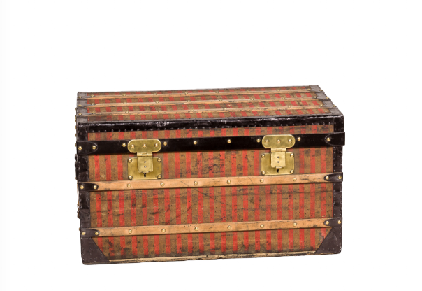 RED PAINTED #2 VINTAGE LOUIS VUITTON STEAMER TRUNK