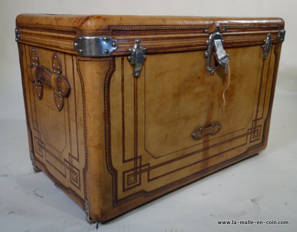 R1724 Natural leather high steamer trunk