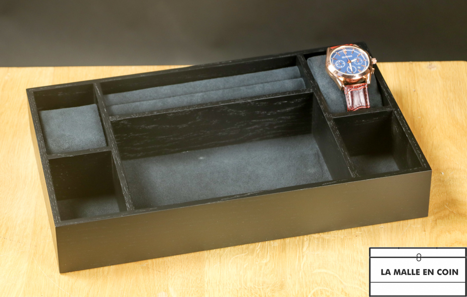 Jewelery and watch case in blackk suede