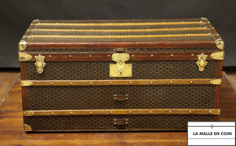 Malle Courrier Goyard 1893 - Cuir, Bois, Avec Clef, Marquise De Preaulx, Reconditionnée