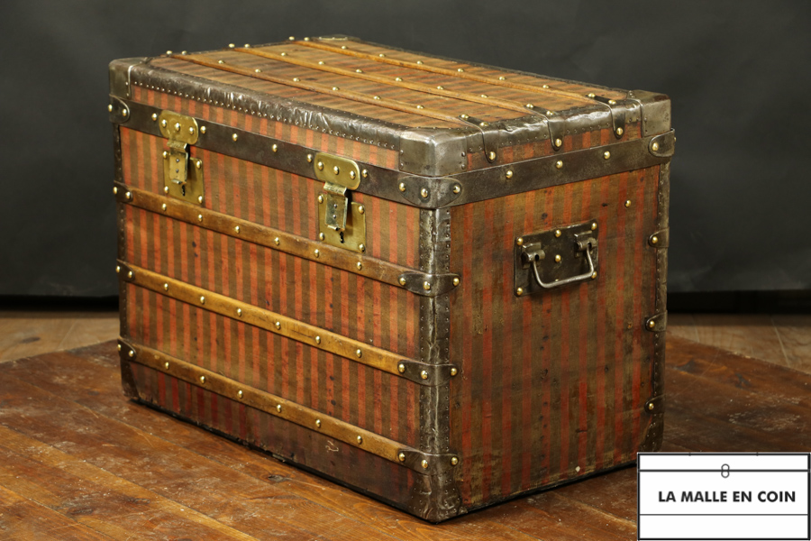 1870s Louis Vuitton Striped Canvas Trunk.Malle Louis Vuitton