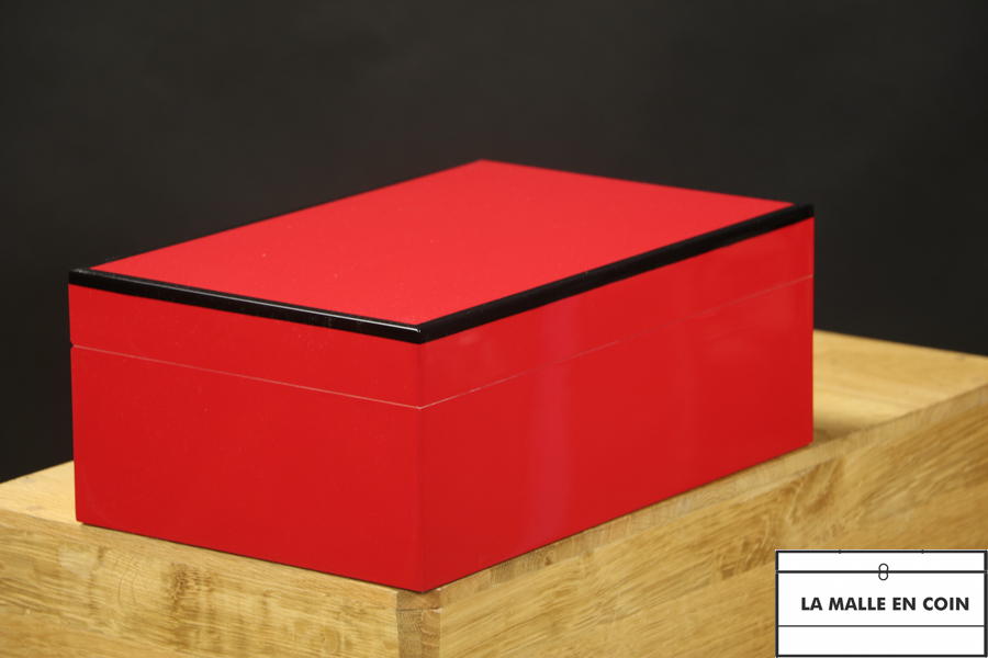 RED lacquered jewelry and watch box