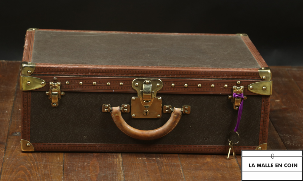 Louis Vuitton plain brown canvas suitcase
