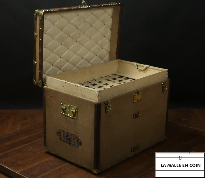 Malle à Chapeau En Cuir Et Toile – Vintage – Fabrication Française – Avec Clé