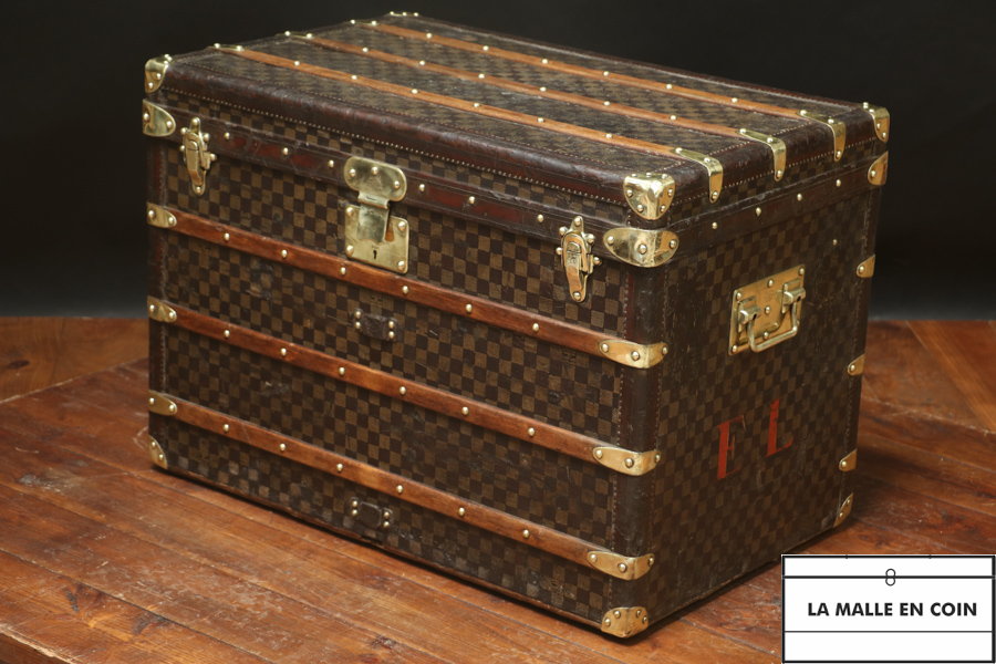 Luxury trunks : R3184 Malle Louis Vuitton courrier damier 1889