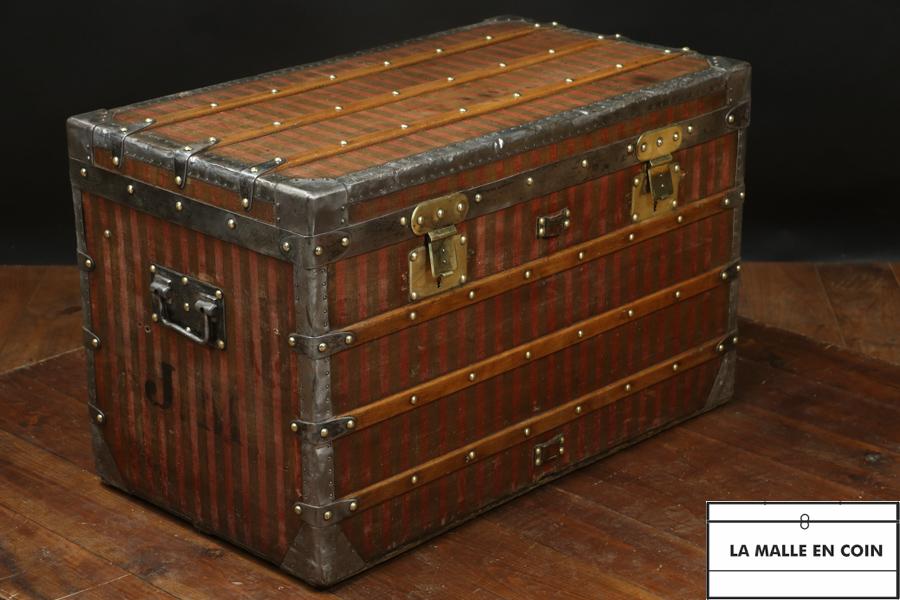 Louis Vuitton steamer trunk in red striped canvas