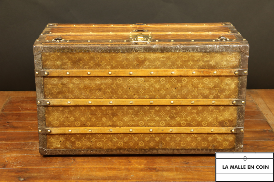 Louis Vuitton Steamer Cube Trunk Chest Antique Woven Monogram