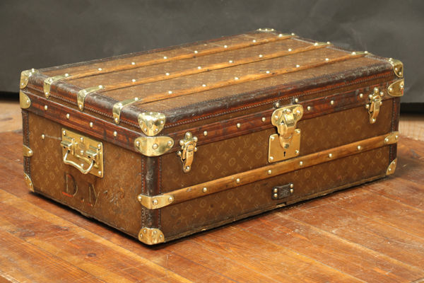 Antique Louis Vuitton Monogram Steamer Trunk Coffee Table