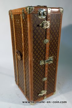 Aux Etats Unis Monogram French Wardrobe Steamer Trunk Like Louis Vuitton