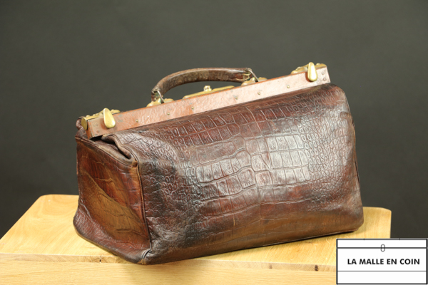 R2579   Cow leather handbag with crocodile draw